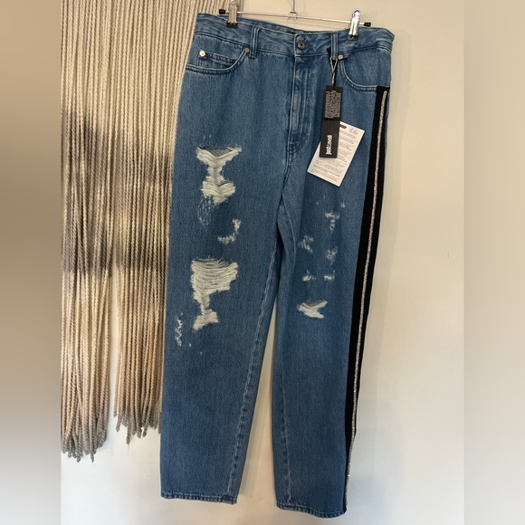 NWT 💯Just Cavalli Rhinestone Ripped Jeans - Picture 2 of 4